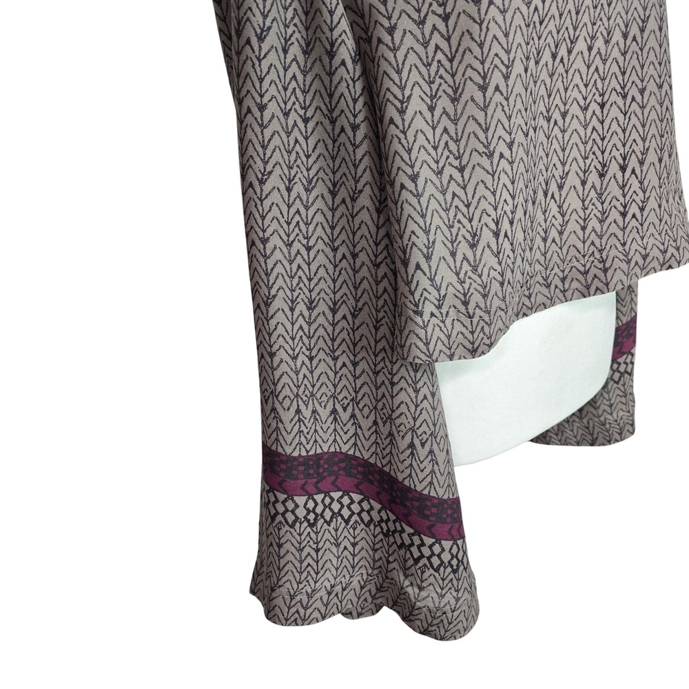 Free People Jade Aligned Gray Patterned Bell Sleeve Cropped Top Blouse XS‎ - Picture 2 of 9